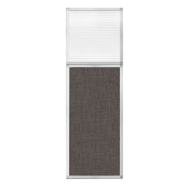 Hush Panel Configurable Cubicle Partition 2' x 6' W/ Window Mocha Fabric Clear Fluted Window